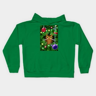 Cat and Christmas Tree Kids Hoodie